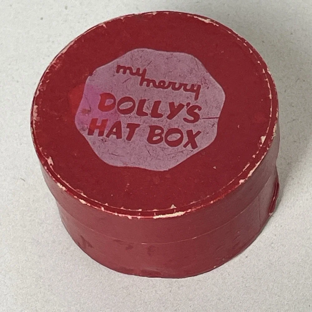 Vintage 1950s My Merry Dolly's Red Hat Box & Make Up Compacts LOT